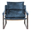 Classic Home Morgan Ocean Blue Leather Accent Chair with Iron Frame