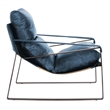 Classic Home Morgan Ocean Blue Leather Accent Chair with Iron Frame