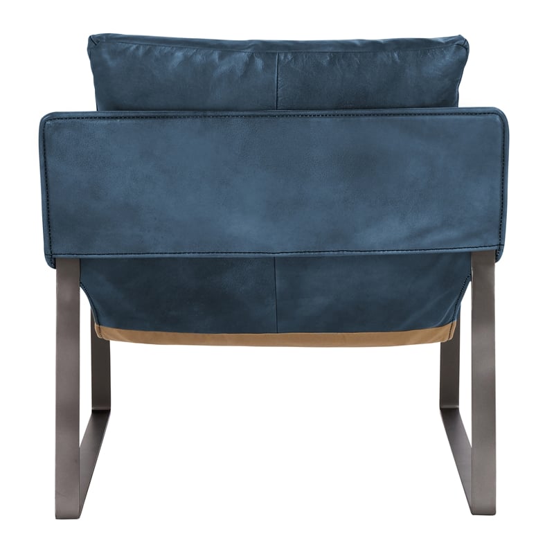 Classic Home Morgan Ocean Blue Leather Accent Chair with Iron Frame