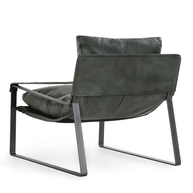 Classic Home Morgan Forest Green Leather Accent Chair with Iron Frame