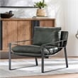 Classic Home Morgan Forest Green Leather Accent Chair with Iron Frame