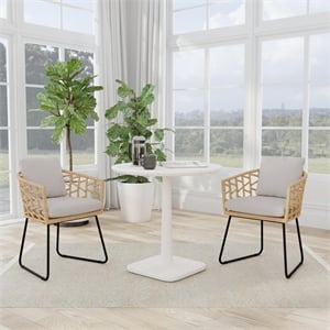 Classic Home Paulina 31&quot Concrete Stone Outdoor Bistro Table in White