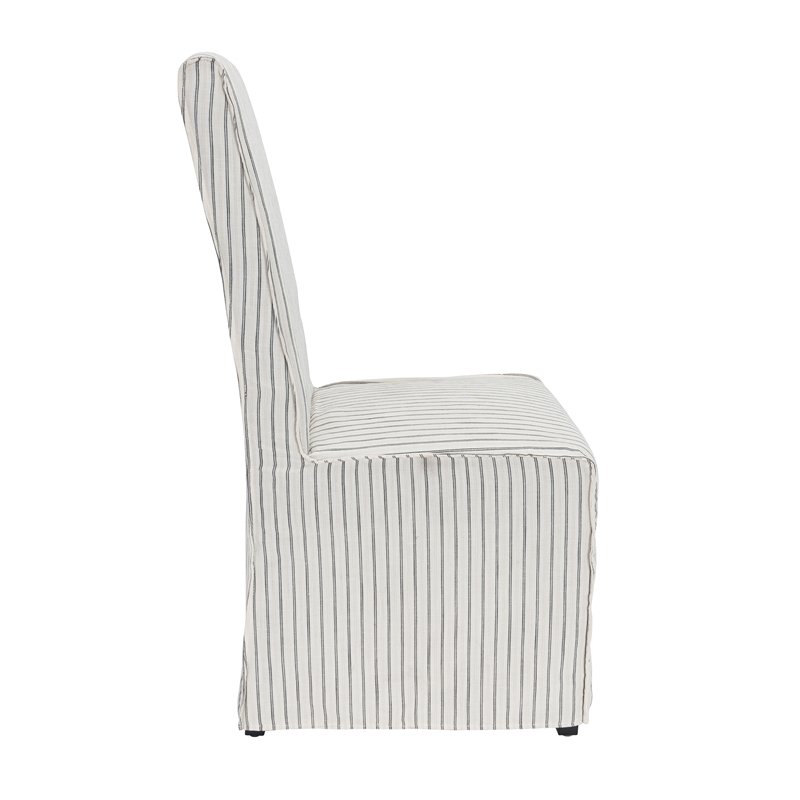 Classic Home Arianna Fabric Upholstered Dining Chair Cream Striped Set of 2