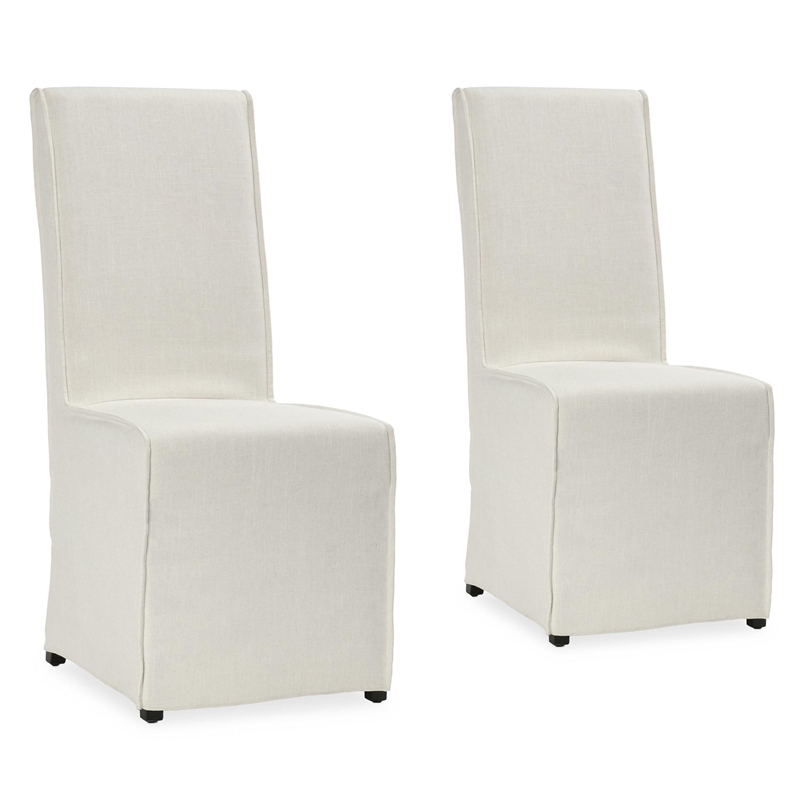 Classic Home Jordan White Fabric Upholstered Parsons Dining Chairs Set of 2