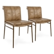 Classic Home Mayer Adobe Tan Premium Leather Dining Chair Set of 2