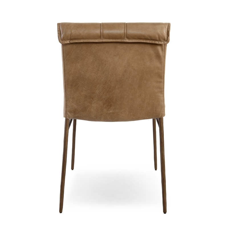 Classic Home Mayer Adobe Tan Premium Leather Dining Chair Set of 2