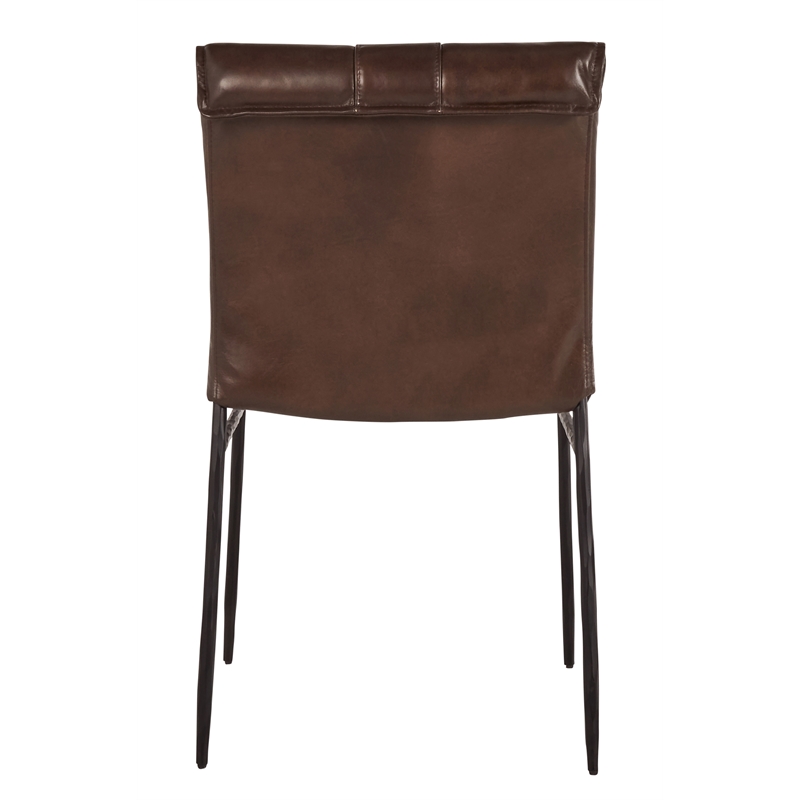 Classic Home Mayer Brown Premium Leather Dining Chair Set of 2