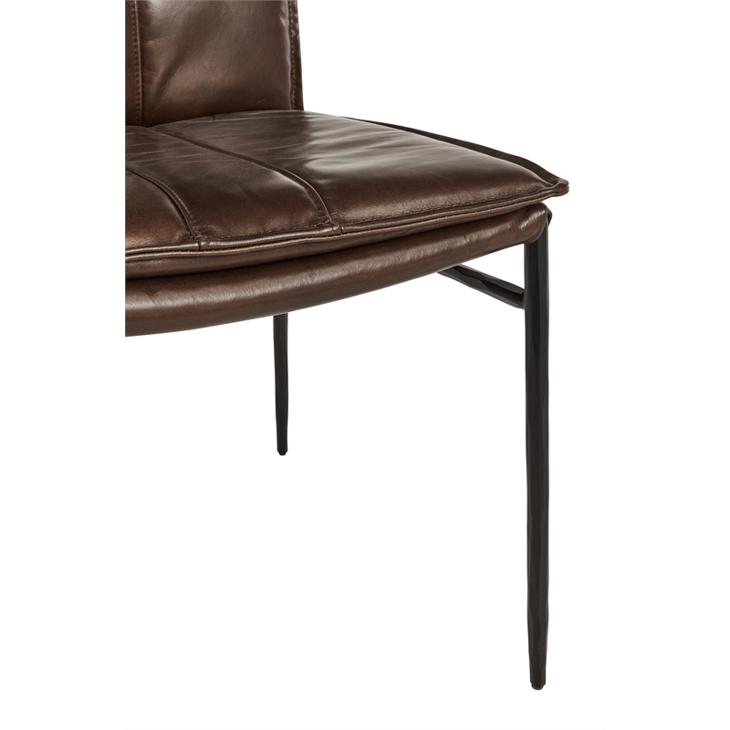 Classic Home Mayer Brown Premium Leather Dining Chair Set of 2