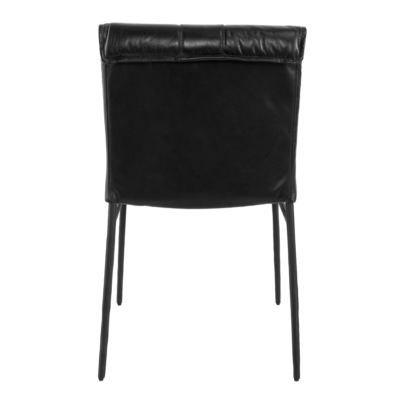 Classic Home Mayer Jet Black Premium Leather Dining Chair Set of 2