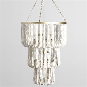 Classic Home Amanda 28&quot Wide 11-Light White Wood Beaded Chandelier