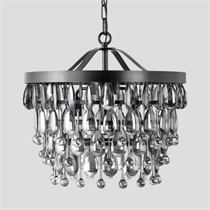 Classic Home Renata 18&quot Wide Glass 4-Light Black Iron Chandelier