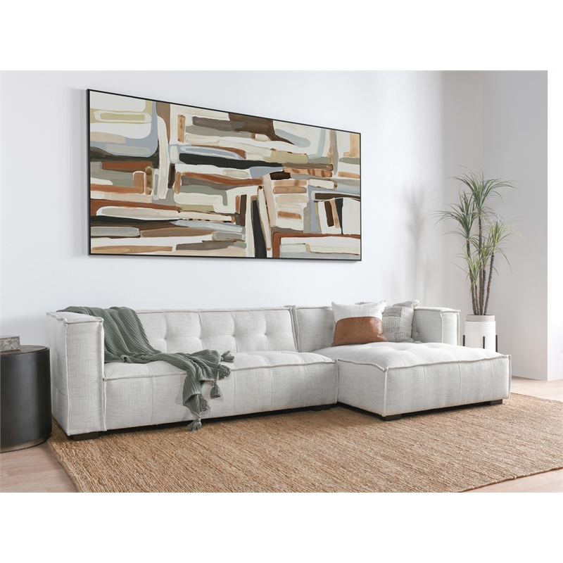 Classic Home Element Two-Piece Modern Beige Poly-Blend Fabric Sectional Sofa