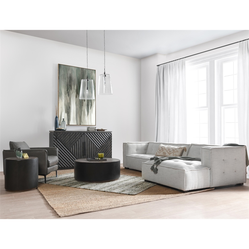 Classic Home Element Two-Piece Modern Beige Poly-Blend Fabric Sectional Sofa