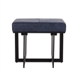 Classic Home Calvin Transitional Genuine Leather Stool in Nightfall Blue