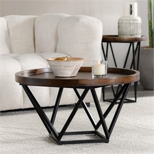 Kosas Home Lamar Geometric Mango Wood Tray Coffee Table in Medium Brown