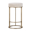 Classic Home Quinn Cotton Upholstery Counter Stool Natural White and Brass