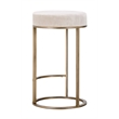 Classic Home Quinn Cotton Upholstery Counter Stool Natural White and Brass