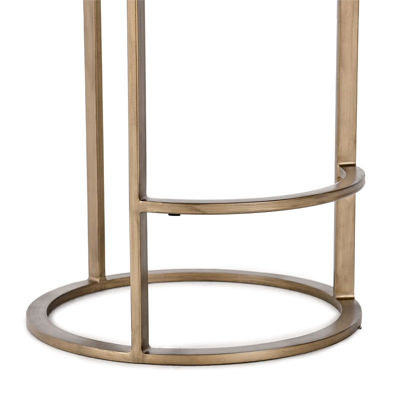 Classic Home Quinn Cotton Upholstery Counter Stool Natural White and Brass