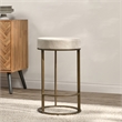 Classic Home Quinn Cotton Upholstery Counter Stool Natural White and Brass