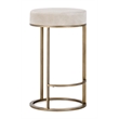 Classic Home Quinn Cotton Upholstery Counter Stool Natural White and Brass