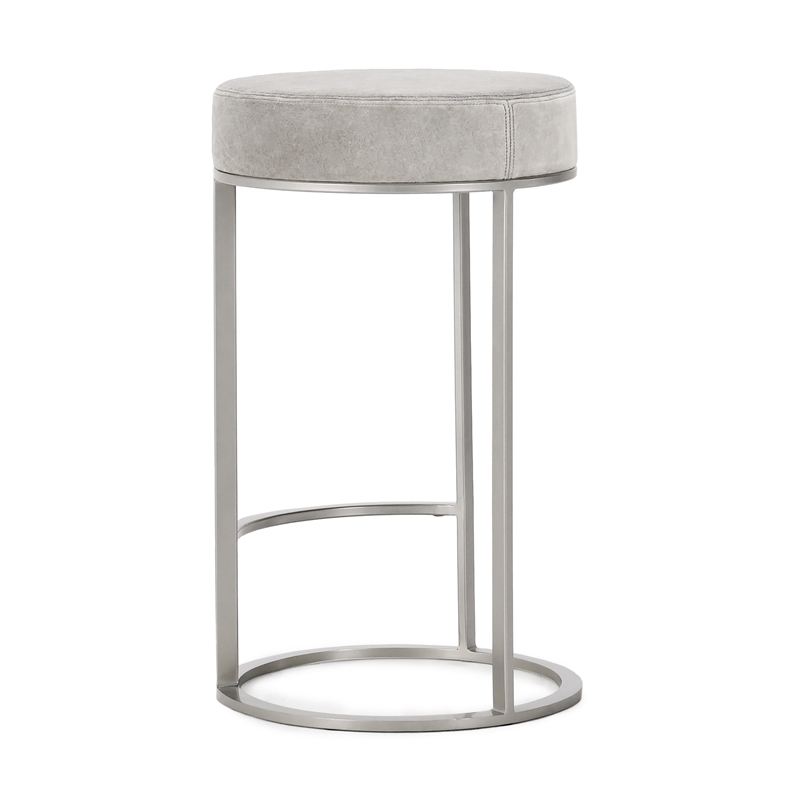 Classic Home Quinn Cotton Upholstery Counter Stool Gray and Nickel