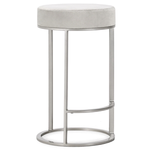 Classic Home Quinn Cotton Upholstery Counter Stool Gray and Nickel