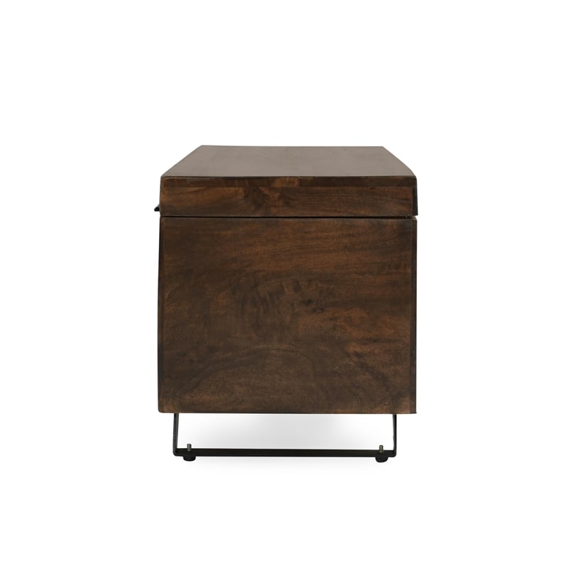 Kosas Home Axis 46in Handcrafted Solid Wood Storage Trunk Dark Brown