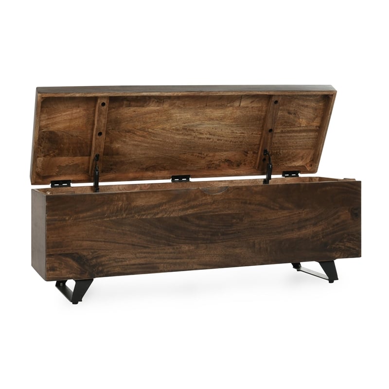 Kosas Home Axis 46in Handcrafted Solid Wood Storage Trunk Dark Brown