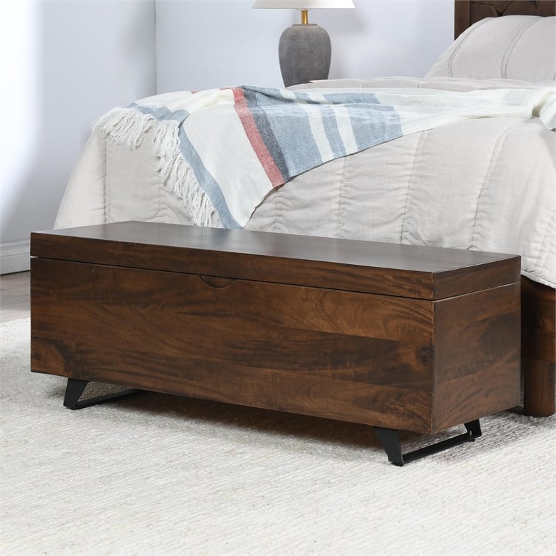Kosas Home Axis 46in Handcrafted Solid Wood Storage Trunk Dark Brown