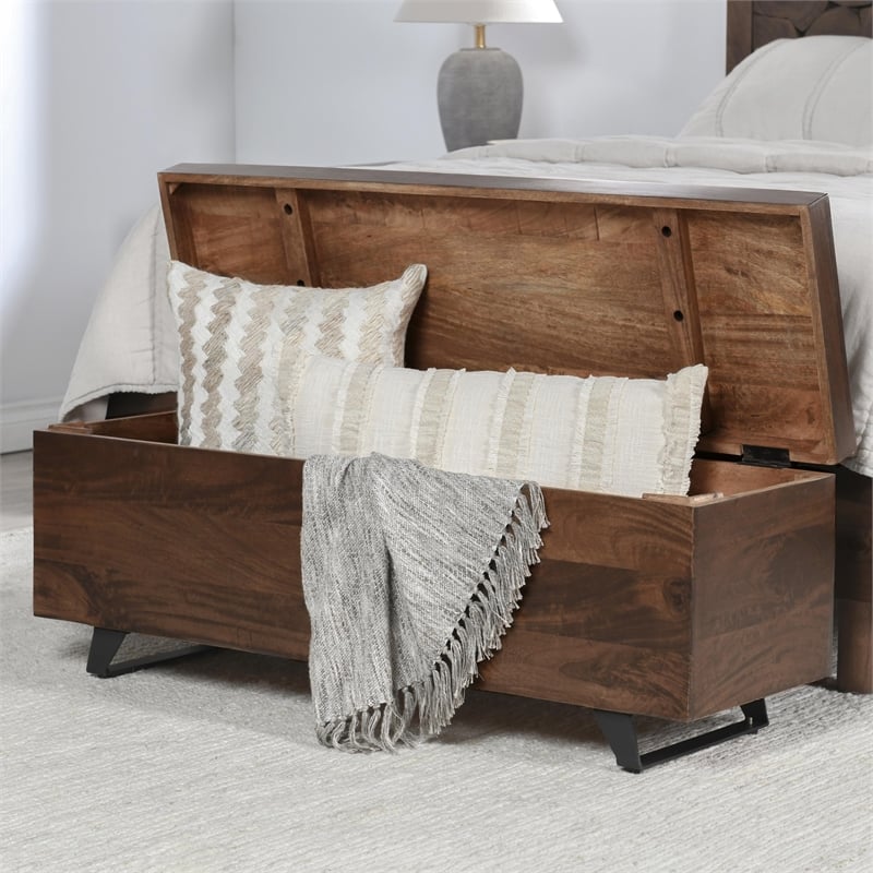 Kosas Home Axis 46in Handcrafted Solid Wood Storage Trunk Dark Brown