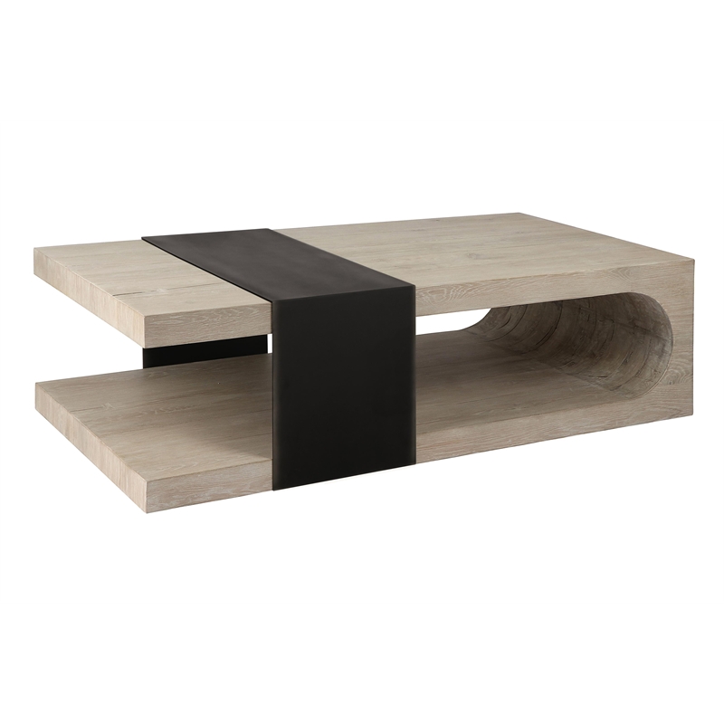 Classic Home Danica Reclaimed Oak Wood Coffee Table in White