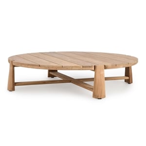 Classic Home Aston 65&quot Round Teak Wood Outdoor Coffee Table in Natural Tone