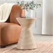 Classic Home Fern Concrete Stone Ceramic Outdoor Accent Table in Beige
