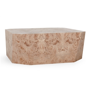Classic Home Avena 42&quot Burl Wood Square Coffee Table in Natural Tone
