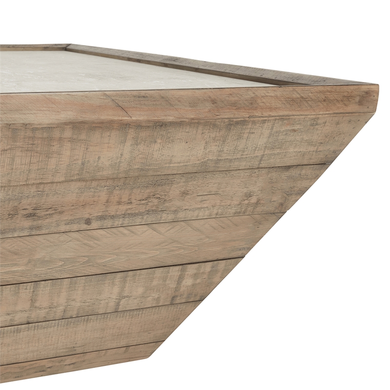 Classic Home Dalton Square Transitional Reclaimed Pine Wood Coffee Table