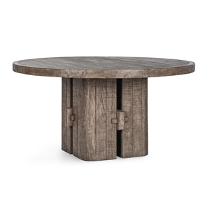Classic Home Rosemount 60&quot Reclaimed Pine Wood Round Dining Table in Aged Brown