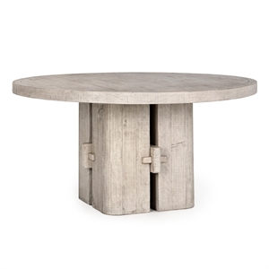 Classic Home Rosemount 60&quot Reclaimed Pine Wood Round Dining Table in White Wash
