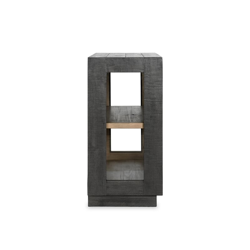 Classic Home Larson 2-Door Glass Reclaimed Pine Wood Cabinet in Black