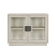 Classic Home Larson 2-Door Glass Reclaimed Pine Wood Cabinet in White