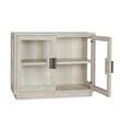 Classic Home Larson 2-Door Glass Reclaimed Pine Wood Cabinet in White