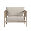 Classic Home Leo Teak Wood Fabric Upholstery Outdoor Accent Chair in Taupe
