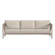 Classic Home Leo Teak Wood Fabric Upholstery Coastal Outdoor Sofa in Taupe