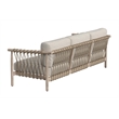 Classic Home Leo Teak Wood Fabric Upholstery Coastal Outdoor Sofa in Taupe