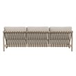 Classic Home Leo Teak Wood Fabric Upholstery Coastal Outdoor Sofa in Taupe