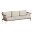 Classic Home Leo Teak Wood Fabric Upholstery Coastal Outdoor Sofa in Taupe