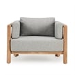 Classic Home Aston Teak Wood Fabric Upholstery Modern Outdoor Accent Chair Gray
