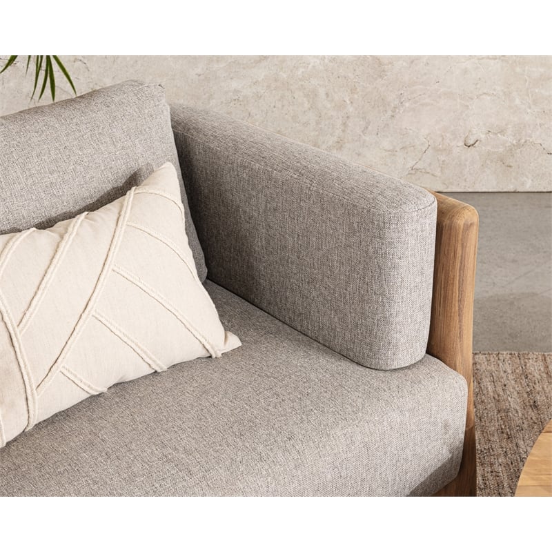 Classic Home Aston Teak Wood Fabric Upholstery Modern Outdoor Accent Chair Gray