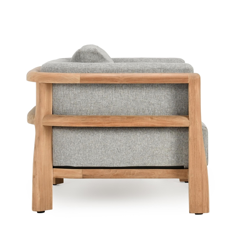 Classic Home Aston Teak Wood Fabric Upholstery Modern Outdoor Accent Chair Gray