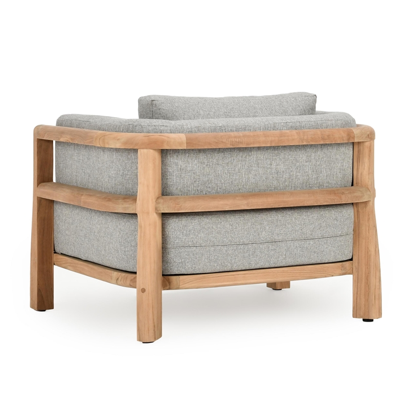 Classic Home Aston Teak Wood Fabric Upholstery Modern Outdoor Accent Chair Gray