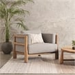 Classic Home Aston Teak Wood Fabric Upholstery Modern Outdoor Accent Chair Gray